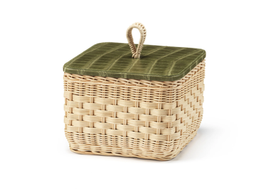 CORALIA - Square wicker container with crocodile leather lid by Mila Maurizi - view 2